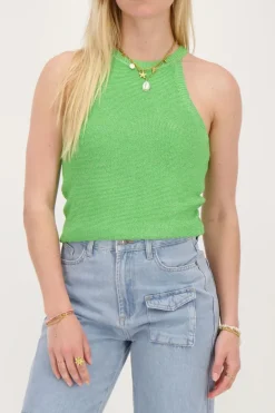 Groene Halter Top Met Lurex