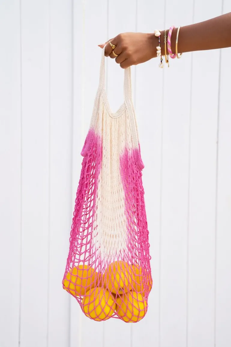 Handgebreide Tas Met Roze Tie Dye