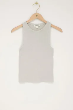 Lichtgrijze Tanktop Met Rib Structuur