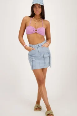 Lila Bikini Top Bandeau Met Lurex