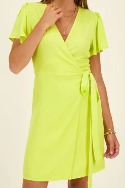 Limegroene Wikkeljurk Met Korte Mouwen