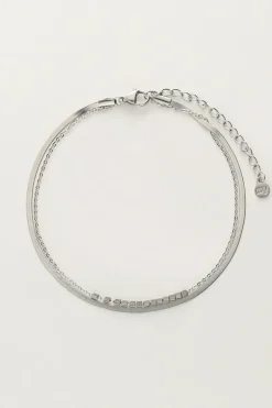 Minimalistisch Dubbel Enkelbandje Met Vierkantjes