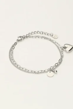 Minimalistische Dubbele Armband Met Hartjes Bedel