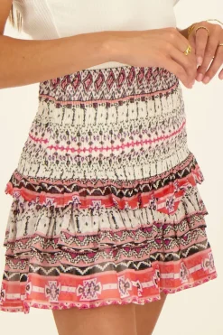 Multi Kleur Rok Met Smock & Aztec Print