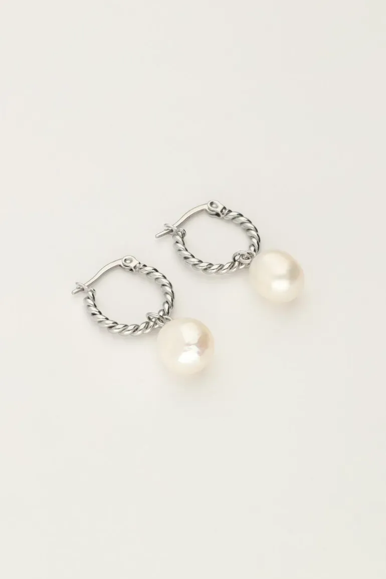 Oorringen Gedraaid Met Parel