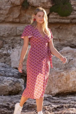 Paarse Midi Jurk Met Paisley Print