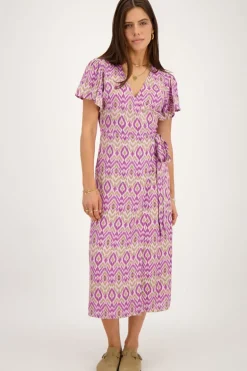 Paarse Midi Wikkeljurk Met Aztec Print