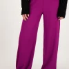 Paarse Wide Leg Broek Met Structuur