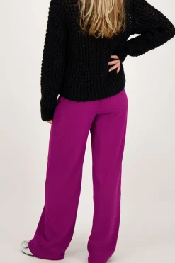 Paarse Wide Leg Broek Met Structuur