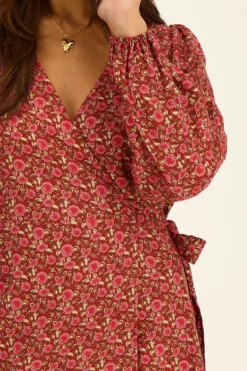 Rode Wikkeljurk Met Bloemenprint