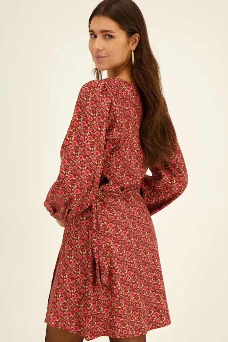 Rode Wikkeljurk Met Bloemenprint