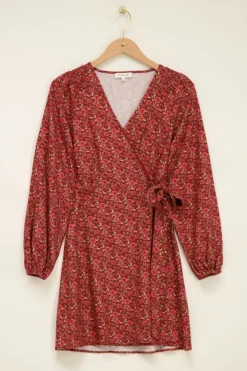 Rode Wikkeljurk Met Bloemenprint
