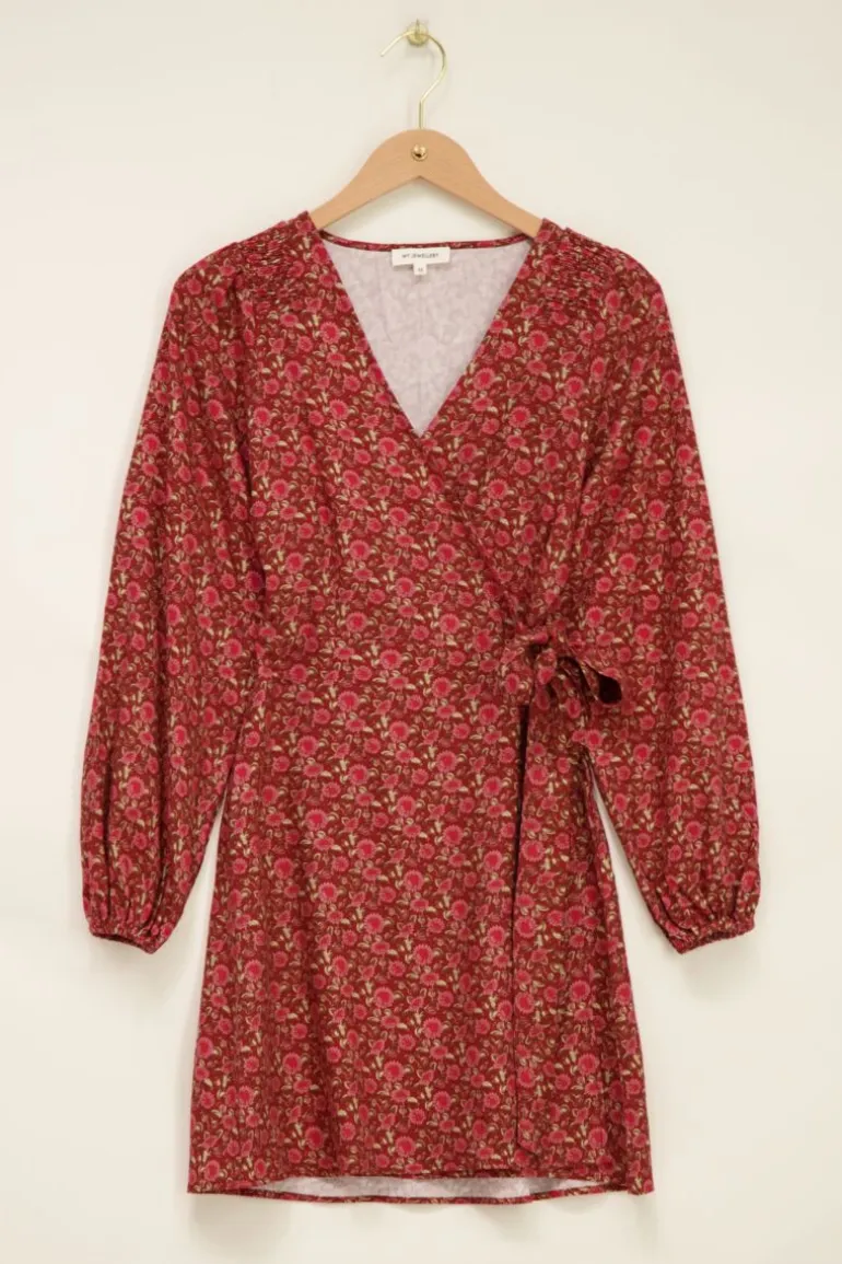 Rode Wikkeljurk Met Bloemenprint