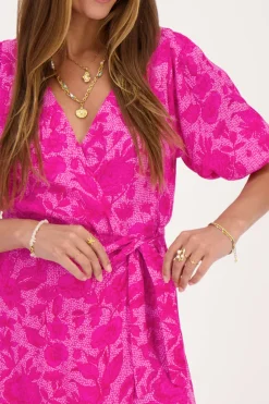 Roze Wikkeljurk Met Bloemenprint