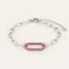Schakelarmband Met Roze Strass Bedel