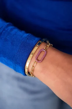 Schakelarmband Met Roze Strass Bedel