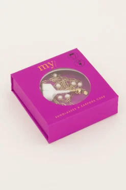 Souvenirs Brillen / Airpods Koordje Met Parels-Goud