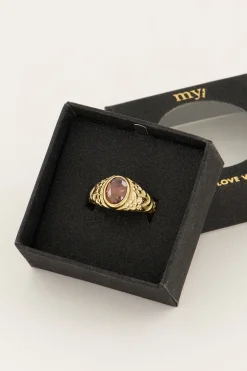 Vintage Zegelring Rode Steen