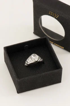 Vintage Zegelring Transparante Steen