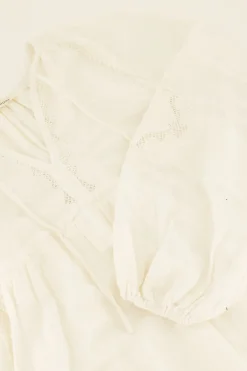 Witte Jurk Met Embroidery Mouwen