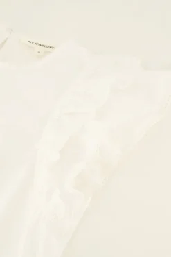 Witte Top Met Kant & Ruffle Mouw