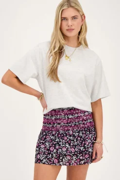 Zwart Katoenen Rokje Met Roze Paisley Print