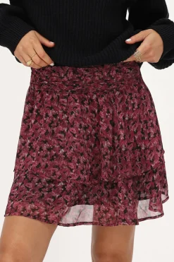 Zwart Rokje Met Roze Bloemenprint