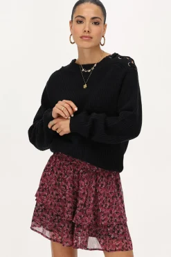 Zwart Rokje Met Roze Bloemenprint