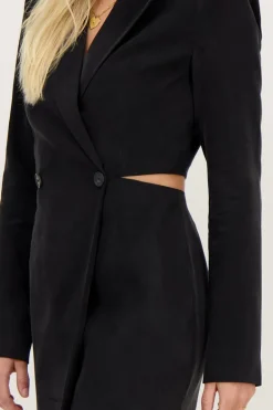 Zwarte Blazerjurk Met Open Rug