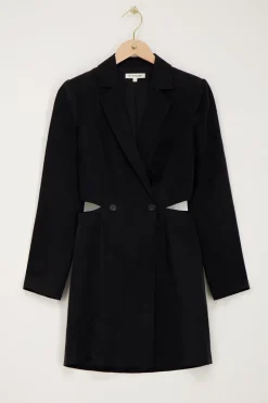 Zwarte Blazerjurk Met Open Rug