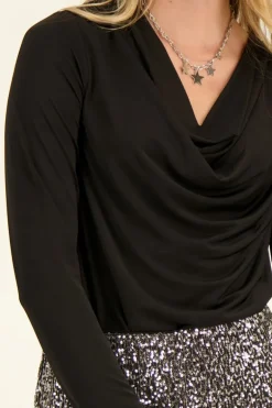 Zwarte Body Met Waterval Hals