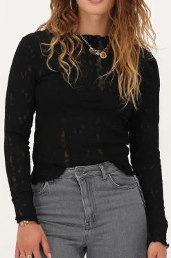 Zwarte Kanten Top Met Boothals