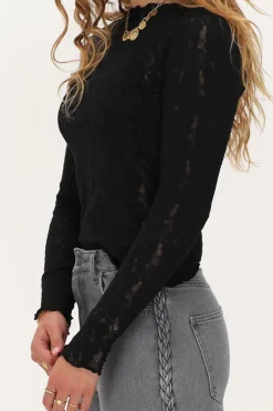 Zwarte Kanten Top Met Boothals