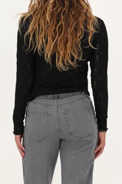 Zwarte Kanten Top Met Boothals