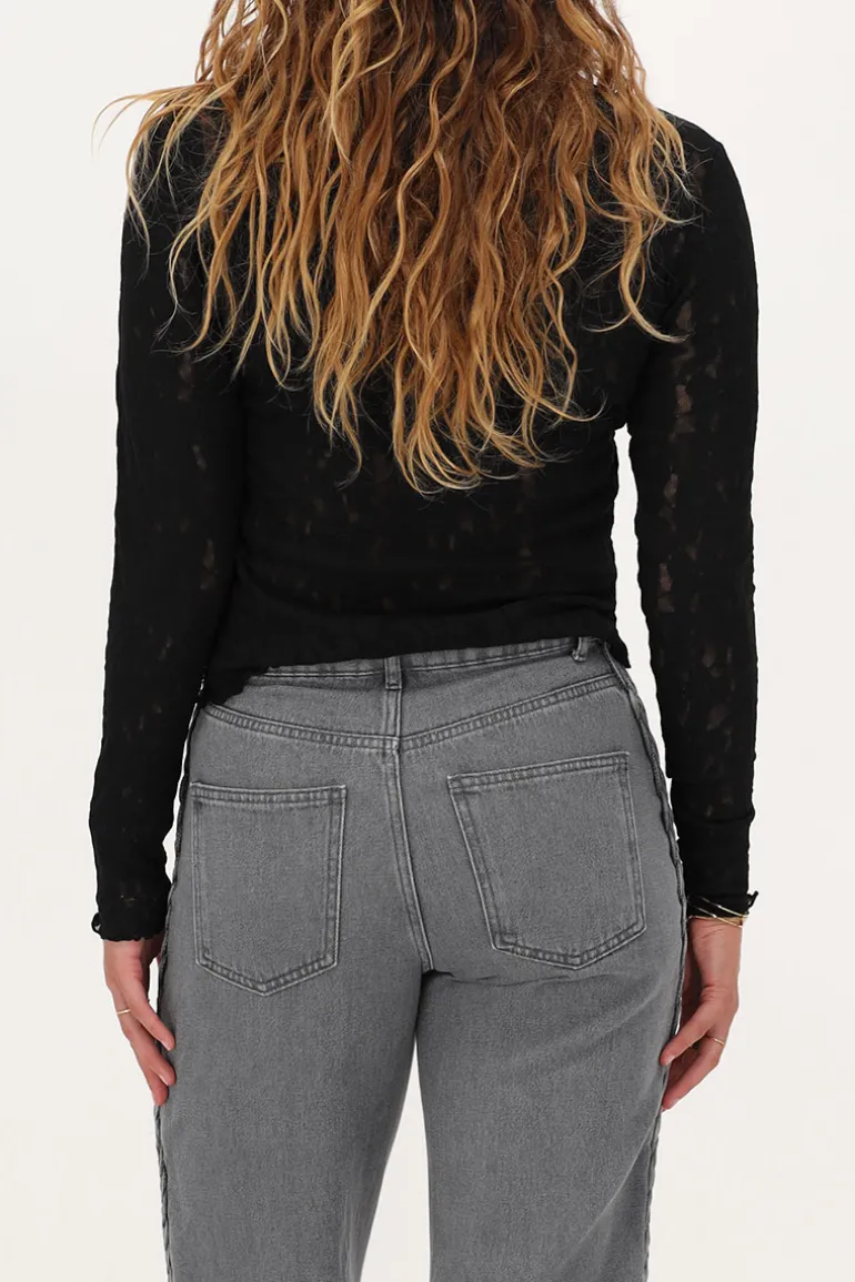 Zwarte Kanten Top Met Boothals