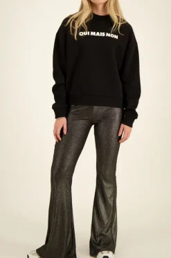 Zwarte Metallic Flared Broek