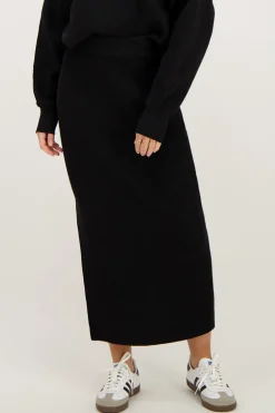 Zwarte Midi Skirt Met Split