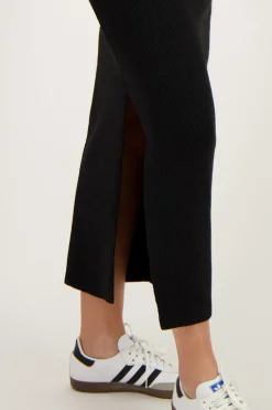 Zwarte Midi Skirt Met Split