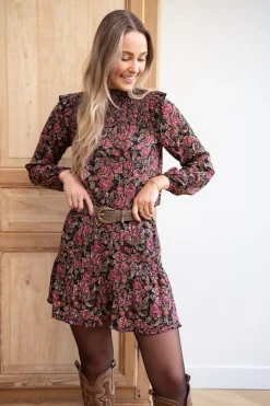 Zwarte Rok Met Gekleurde Paisley Print