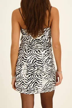 Zwart-witte Zebra Jurk Met Pailletten