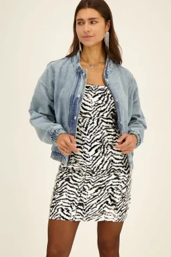 Zwart-witte Zebra Jurk Met Pailletten